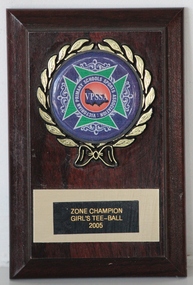 Plaque, VPSSA Zone Champion Girl's Tee-ball 2005