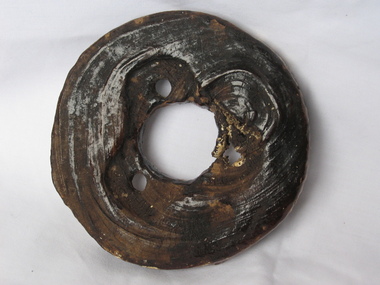 Petrified wooden pulley sheave, 1865
