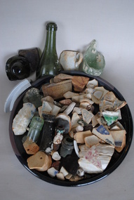 Glass and pottery fragments from the wreck of The Inverlochy, Estimated late 19th century