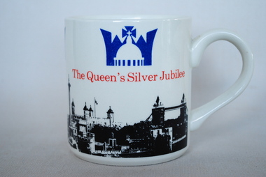 Ironstone Mug, Ironstone Mug in celebration of HM Queen Elizabeth 2 -  1952-1977, Estimated 1977