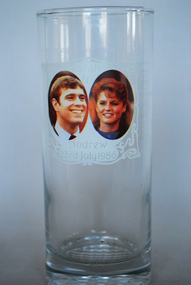 Glass - Souvenir, Wedding Souvenir Glass - Andrew and Sarah 23/7/1986, Estimated 1986