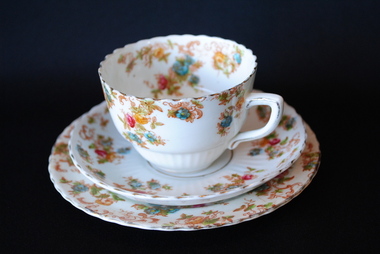 Tea cup, saucer and plate, 1845