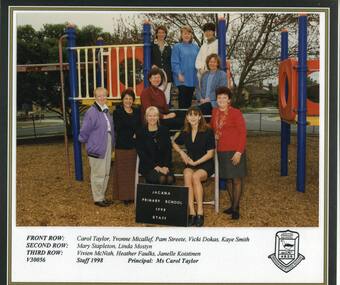 Adults sitting on climbing frame with playground visible in background