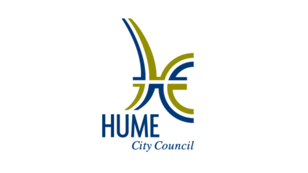 Colour corporate logo of the Hume City Council on a white background,