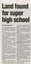 Newspaper article by George Ierodiaconou reporting that Broadmeadows Town Park had been identified by the Education Department as the proposed site for a new regional secondary school as part of plans to merge local secondary schools.