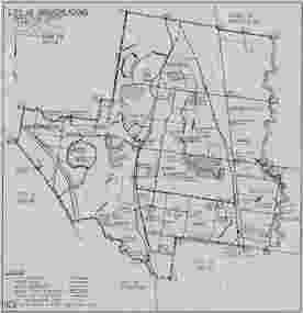 Black-and-white printed map titled "City of Broadmeadows" showing the City of Broadmeadows municipal area in February 1985. The map includes ward boundaries, major roads, railway lines, reserves, public facilities, neighbouring municipalities, a north point and a legend. 