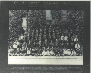 Carey Baptist Grammar School foundation staff and scholars, 1923.