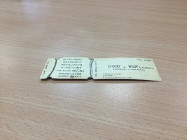 A piece of fuse wire used by Lindsay and White Electrics