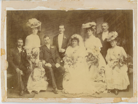 Mr and Mrs Napier's group wedding photo.