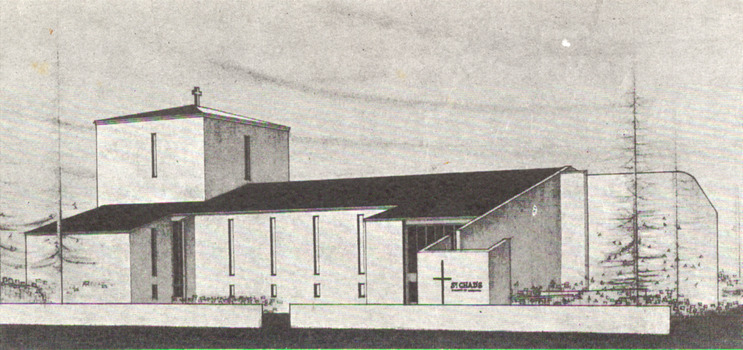 Sketch of the new church for St Chad's Church of England.