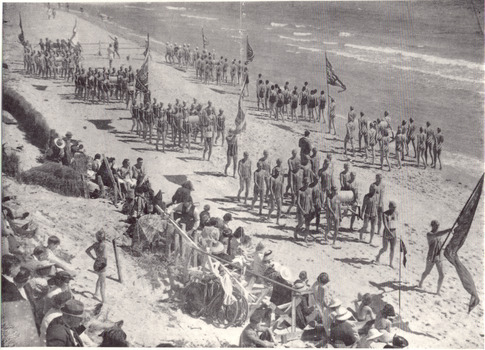 P01080 March past of life saving teams beach