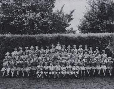 Black and white photograph of the students of Clare Grammar School, c1948 - 1954