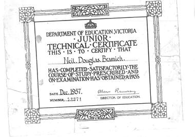 Bramich Family, Neil Bramich - School Reports, Certificate and Sports Certificates