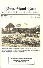Journal, Dandenong & District Historical Society, Gipps-Land Gate Vol.25 No.1, 1998