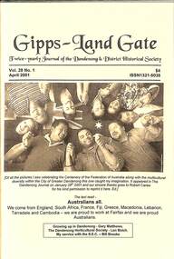 Journal, Dandenong & District Historical Society, Gipps-Land Gate Vol.28 No.1, 2001