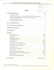 Booklet - Cincinati Hydromatic Millers, Parts List & Service Repair Book, 1930