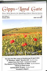 Journal, Dandenong & District Historical Society, Gipps-Land Gate   Vol42 No2, 2015