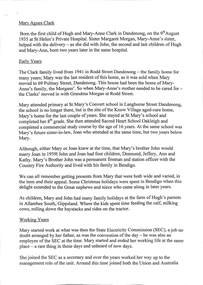 Clark Family, Mary Agnes Clark - Eulogy recounting her life story