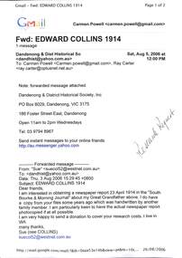 Collins Family, Edward Collins - Obituary, Emails, Envelope
