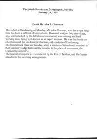 Charman Family, Charman Family - Obits ; Newspaper Articles ; Family History Book