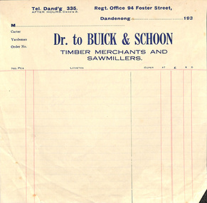 Document - Buick & Schoon Timber Merchants and Sawmillers, Articles Concerning Buick & Schoon Timber Merchants and Sawmillers