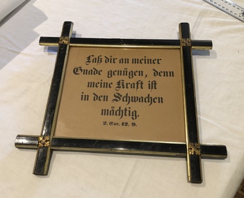 Plaque - ItemName: One or two word classification, DJ0218 board, decorative, bible quotations in German on both sides (repeat identifier at start so that people can search with identifier), 23/10/2025