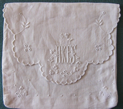 Irish White Work Handkerchief Sachet 