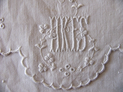 Irish White Work Handkerchief Sachet 