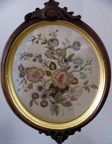 Textile - Rose Wood Pole Screen, Late 18th Century