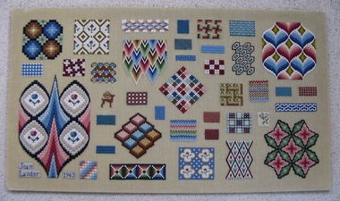 Textile - Sampler, Joan Lander, RSN Canvas Work Sampler, Mid 20th Century