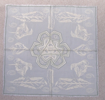 Embroidered Teacloth and Two Serviettes
