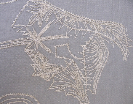 Embroidered Teacloth and Two Serviettes