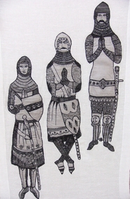 Textile - Machine Embroidery Wall Hanging, Three Knights, Mid 20th century