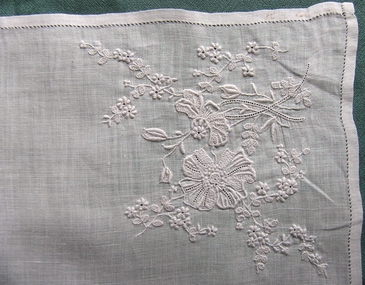 White Whitework on Linen Handkerchief