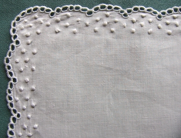 Linen Handkerchief with Broderie Anglais Embroidery