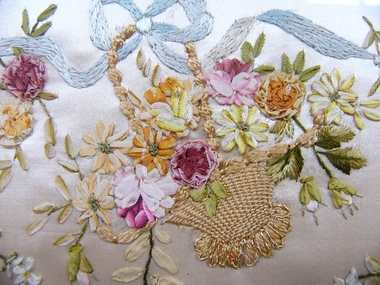 Textile - Ribbon Work Mirror Frame, Late 19th century