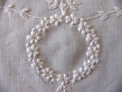 White Work Handkerchief Sachet