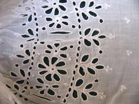 19th C Broderie Anglais on White Cambric Under Sleeve