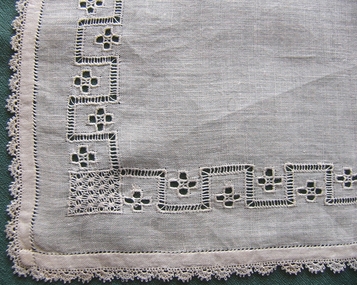 Drawn Thread Handkerchief with Armenian Lace Edge