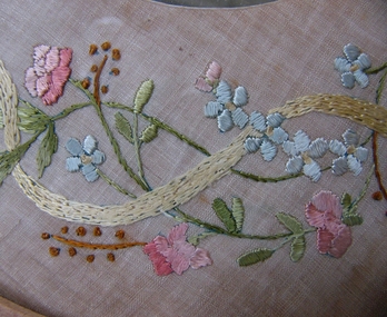 Textile - Surface Embroidered Mirror Mount, Late 19th century