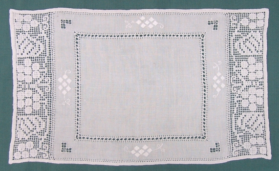 White Linen Drawn Thread Table Mats
