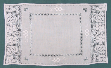 White Linen Drawn Thread Table Mats