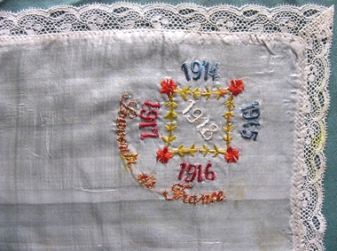 Accessory - Embroidered WW1 Handkerchief, Early 20th century