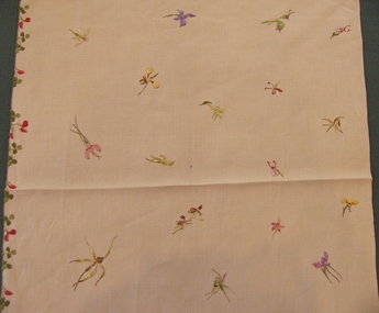 Textile - Sampler for table cloth, Thelma Crawford, 1940-60