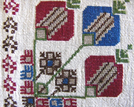  Brussels 1912 Cross Stitch on Linen Garment Front