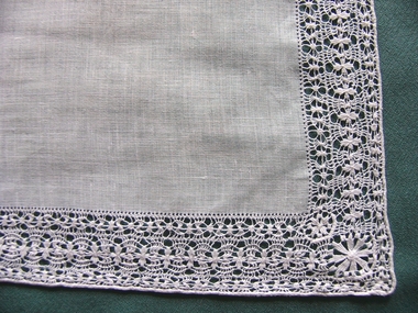 Cotton Handkerchief with Drawn Thread Border