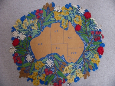 Textile - Map of Australia, Early 20th century ?  before Canberra?