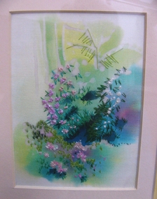Artwork, other - Embroidered Picture, framed, Miss Katherine Tilley, 'Rhododendrons', 1984