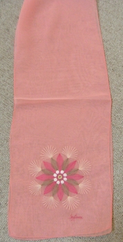 Peach Chiffon Embroidered Scarf