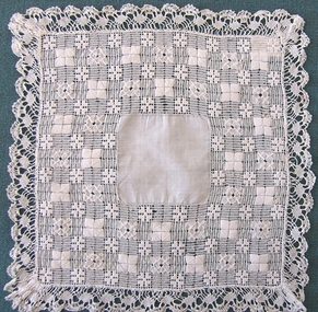 Drawn Thread Handkerchief with Bobbin Lace Edge